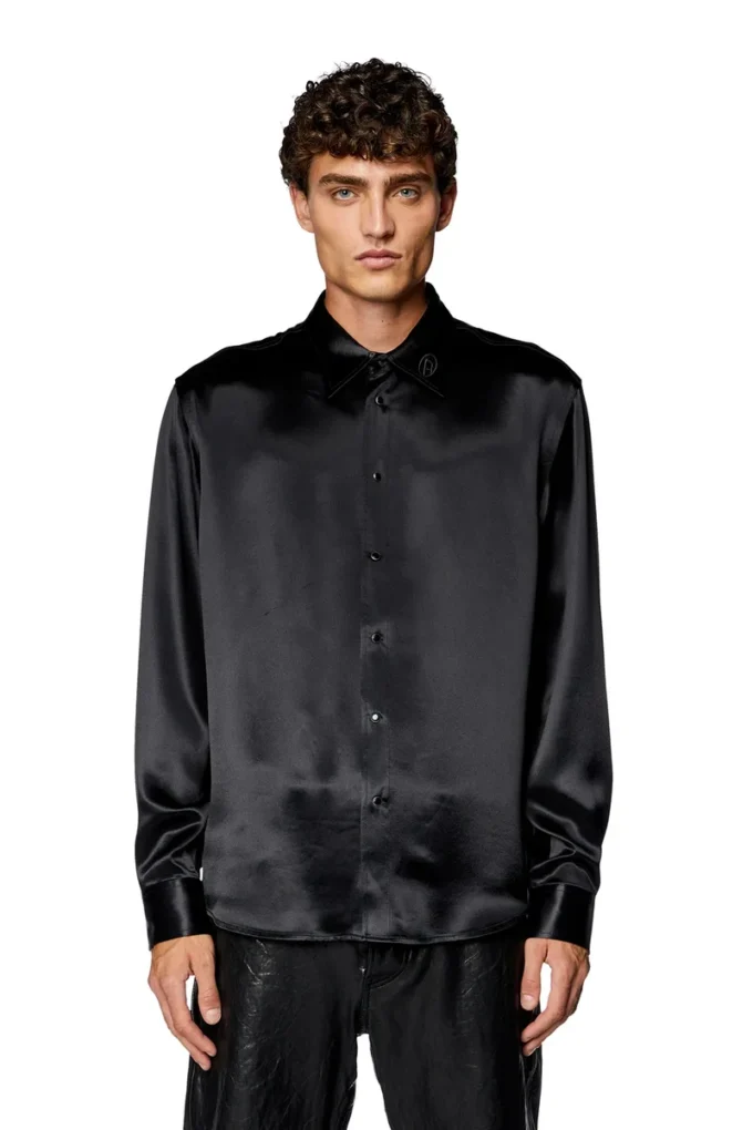 s-ricco Chemise en satin avec col brodé du logo