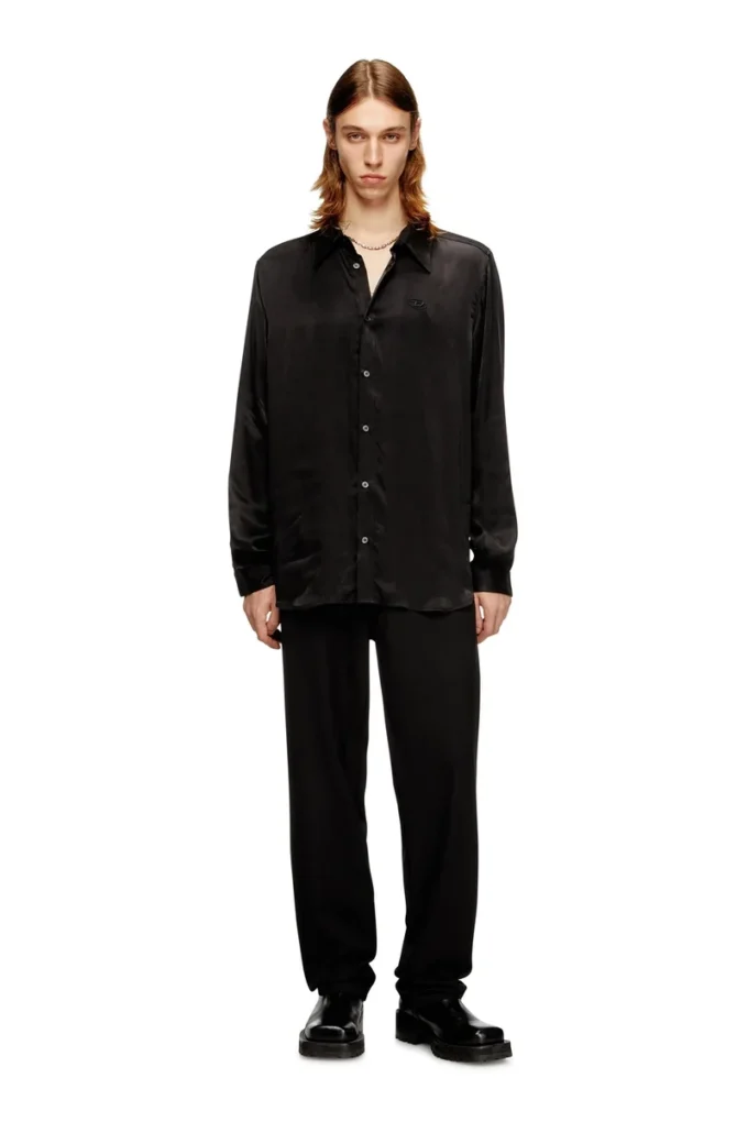s-simply-ajfu Chemise en cupro avec logo brodé