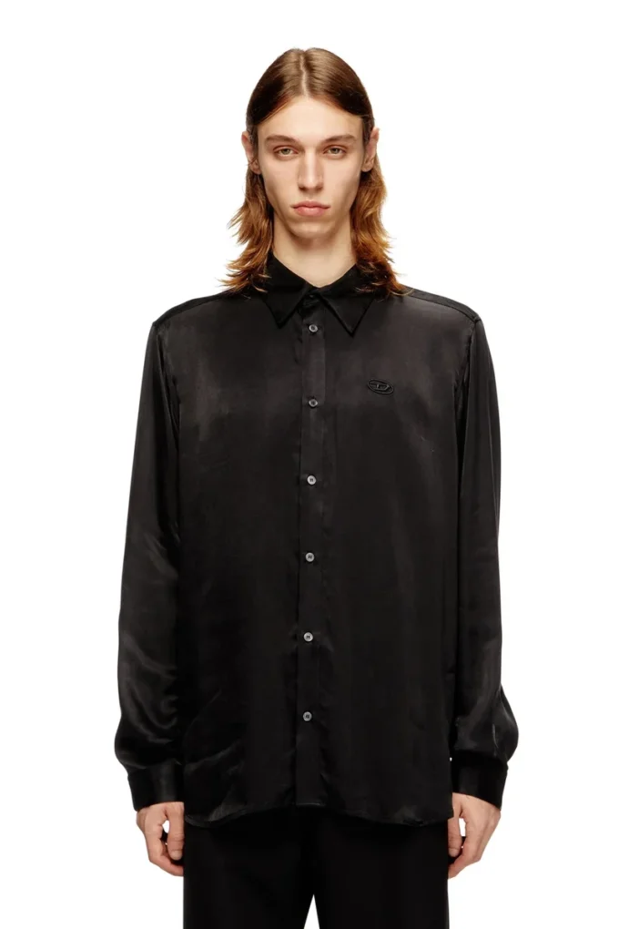 s-simply-ajfu Chemise en cupro avec logo brodé