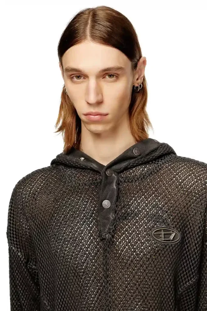 s-thug-fishnet Sweat à capuche en résille avec capuche à fermeture intégrale
