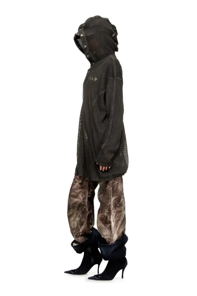 s-thug-fishnet Sweat à capuche en résille avec capuche à fermeture intégrale