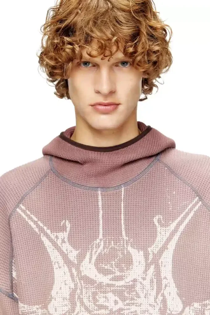 s-waf-hood-new Sweat à capuche gaufré délavé avec imprimé graphique