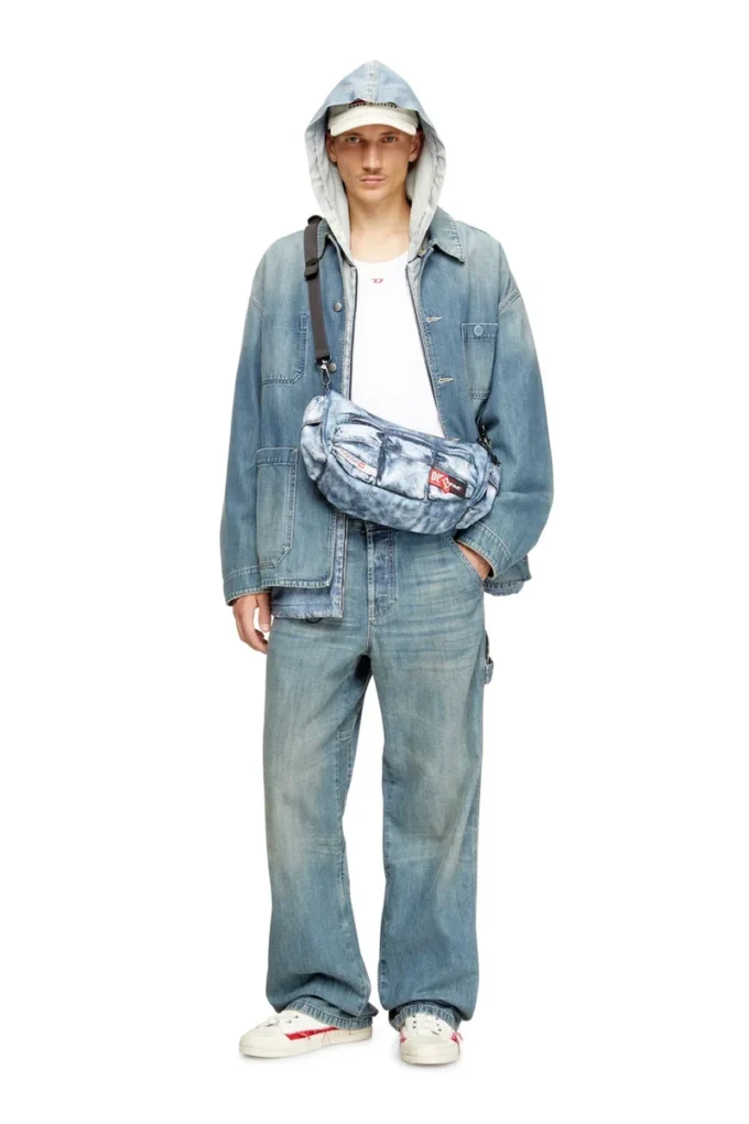 Sac à bandoulière Diesel Sac multipoches en denim trompe-l&rsquo;œil