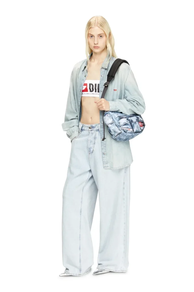Sac à bandoulière Diesel Sac multipoches en denim trompe-l&rsquo;œil
