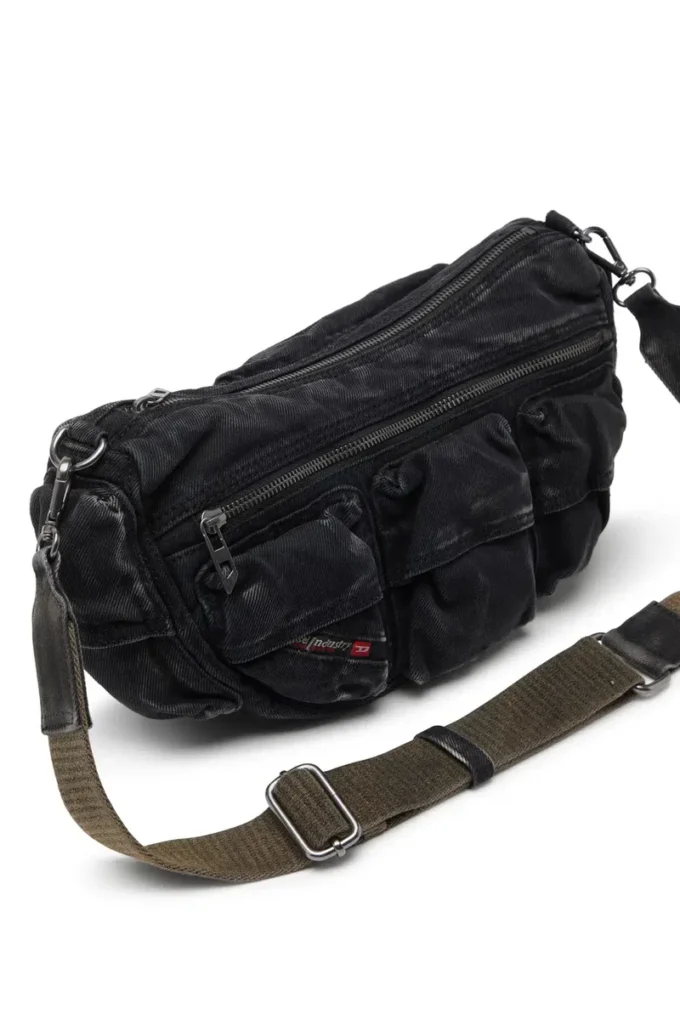 Sac à bandoulière multi-poches x Sac Multi-Pkts-Multipocket en denim délavé