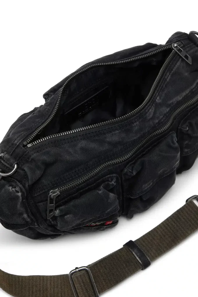 Sac à bandoulière multi-poches x Sac Multi-Pkts-Multipocket en denim délavé