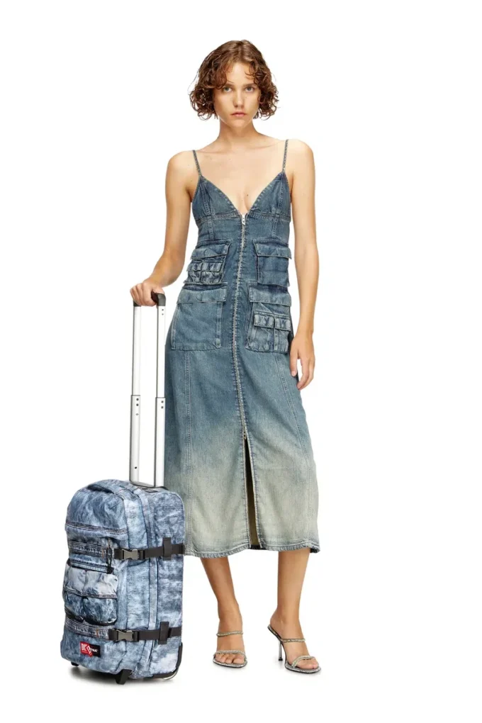 Sac cabine Diesel Transit&rsquo;r en denim trompe-l&rsquo;œil