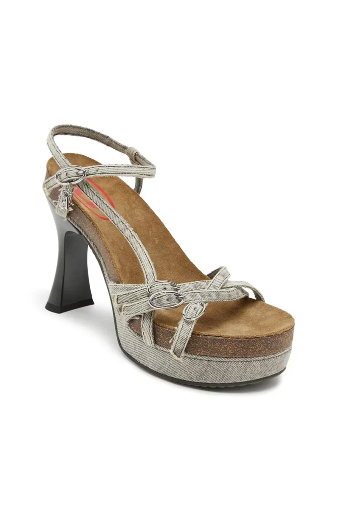 Sandales d-woodstock 105 Sandales à talons compensés D-Woodstock-Strappy en denim