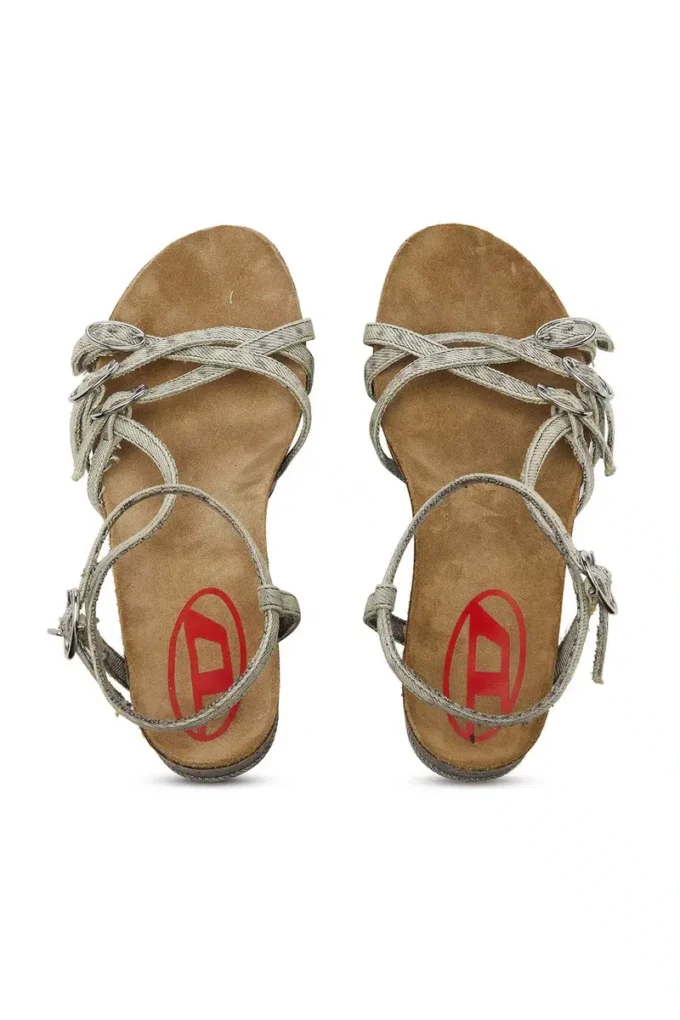 Sandales d-woodstock 105 Sandales à talons compensés D-Woodstock-Strappy en denim