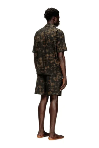 set-horien-utlt Pyjama court en coton à carreaux imprimé nuageux