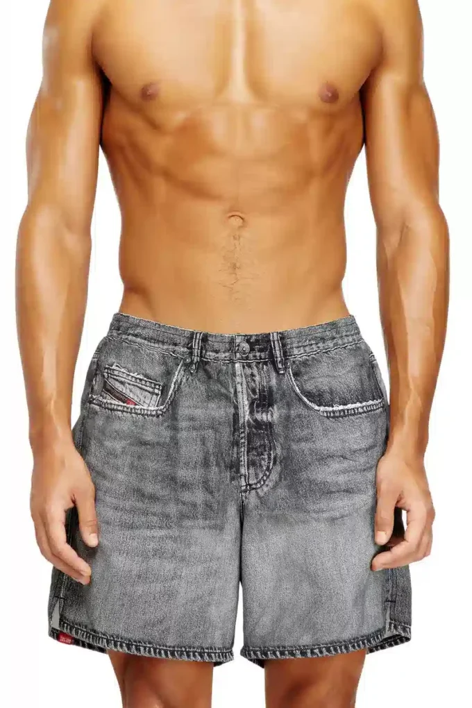 soccer-41-dnm Short de bain avec imprimé trompe-l&rsquo;œil denim