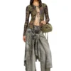 t-afry Cardigan à nouer avec imprimés camouflage mélangés