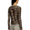 t-afry Cardigan à nouer avec imprimés camouflage mélangés