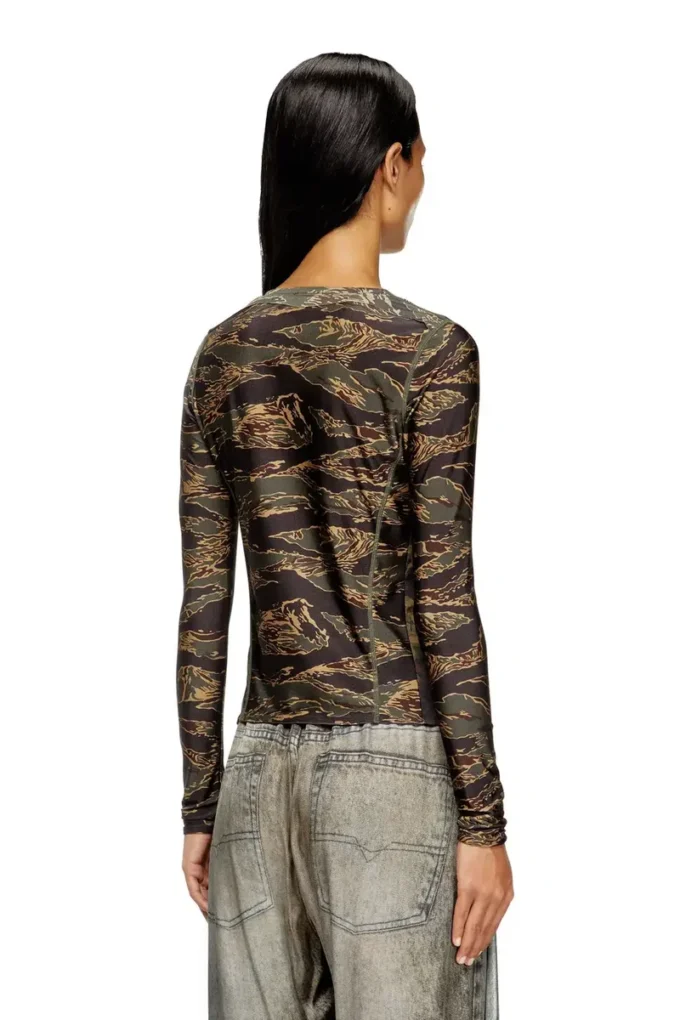 t-afry Cardigan à nouer avec imprimés camouflage mélangés