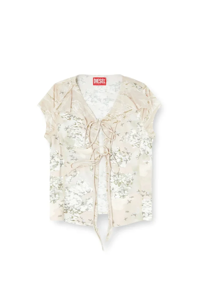 t-afrymy Top à nouer avec imprimés camouflage mélangés