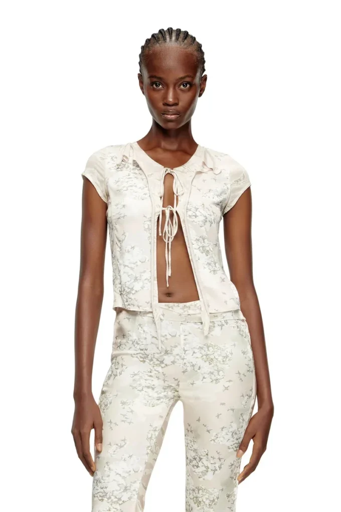 t-afrymy Top à nouer avec imprimés camouflage mélangés