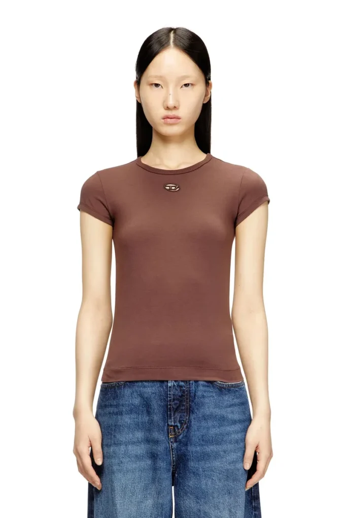 t-angie-od T-shirt avec logo brodé découpé