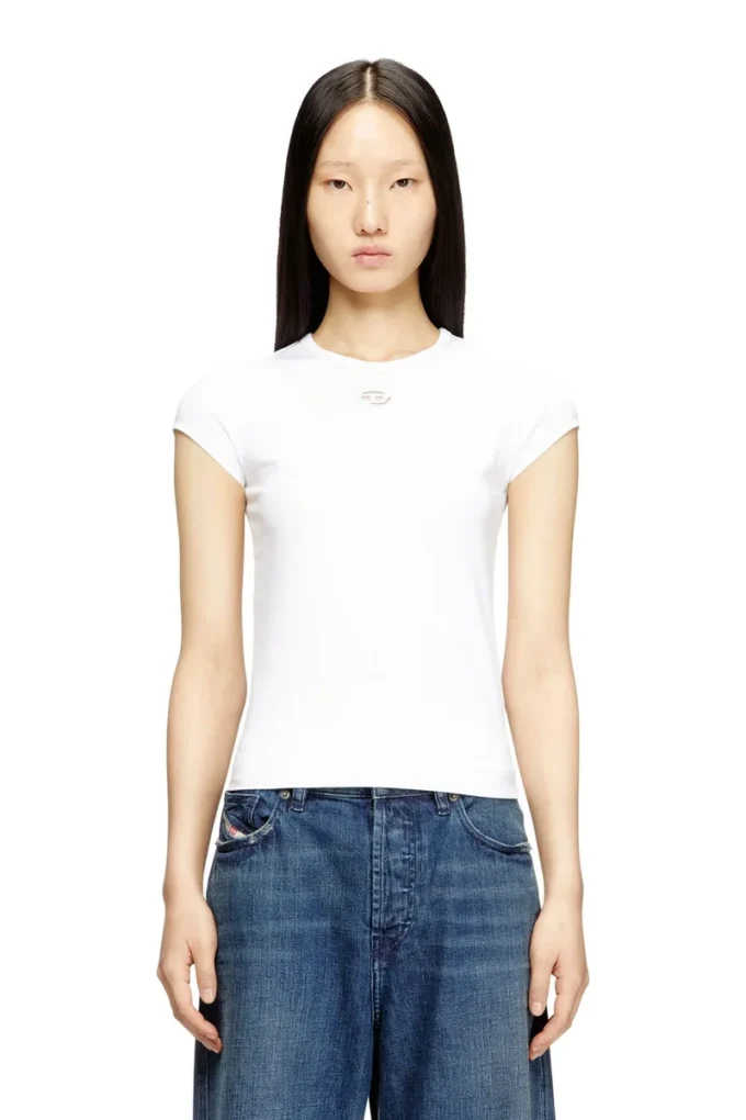t-angie-od T-shirt avec logo brodé découpé