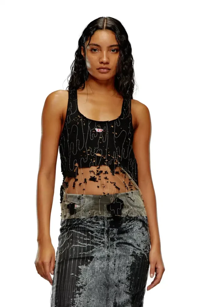 t-bils-dev Débardeur en tulle avec jersey déchiré