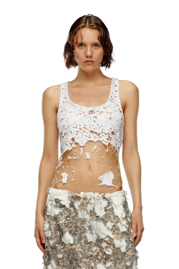 t-bils-dev Débardeur en tulle avec jersey déchiré
