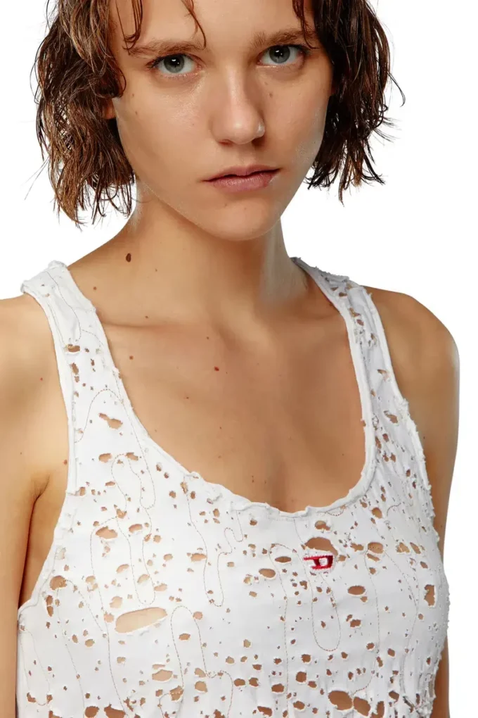 t-bils-dev Débardeur en tulle avec jersey déchiré