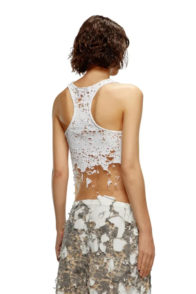 t-bils-dev Débardeur en tulle avec jersey déchiré
