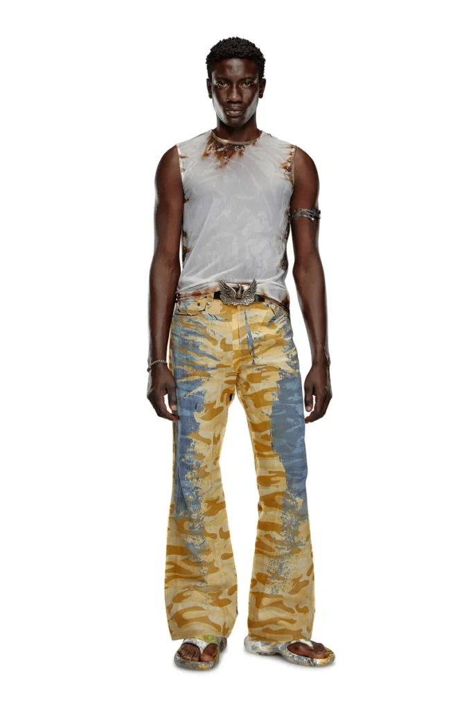 t-bisco-burn-art Top en tulle avec imprimé plastique brûlé