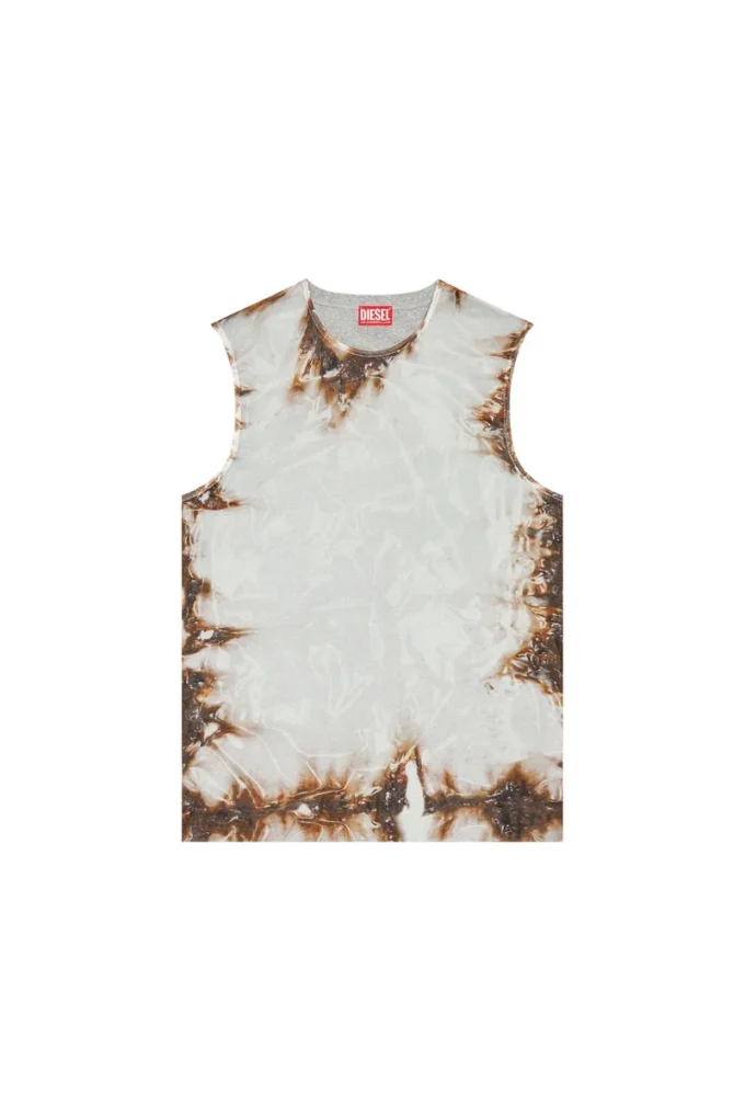 t-bisco-burn-art Top en tulle avec imprimé plastique brûlé