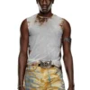 t-bisco-burn-art Top en tulle avec imprimé plastique brûlé