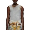 t-bisco-burn-art Top en tulle avec imprimé plastique brûlé