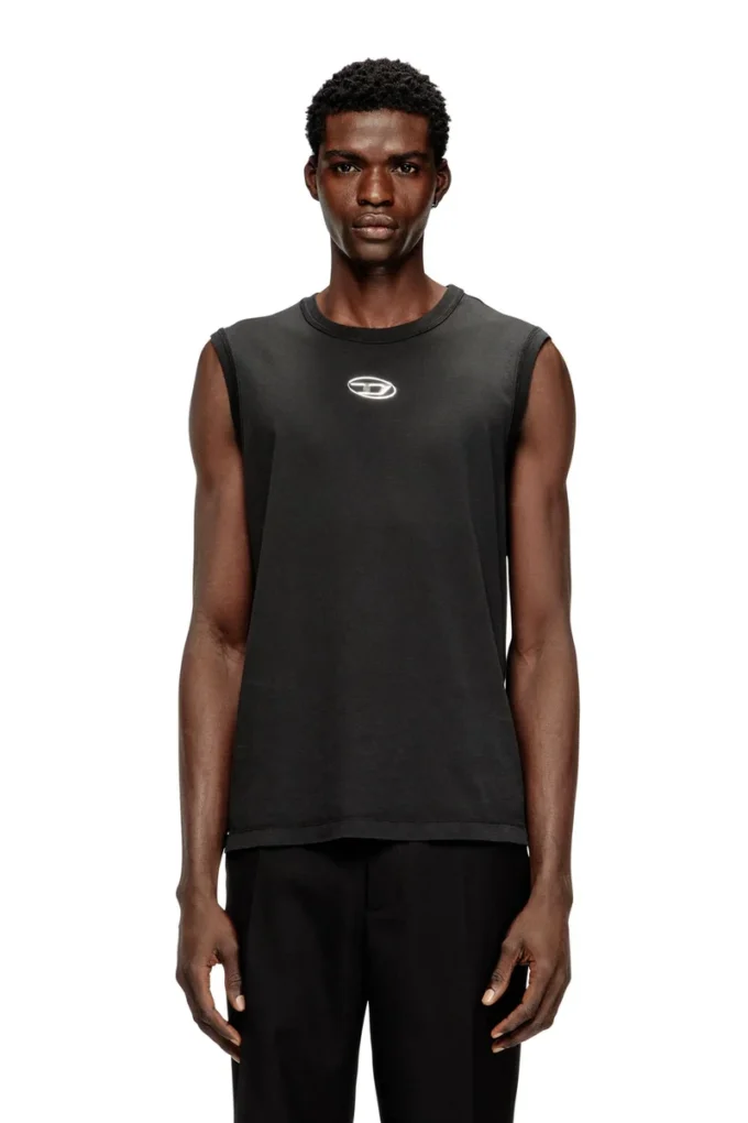 t-bisco-iod Haut sans manches en coton avec ovale métallique D
