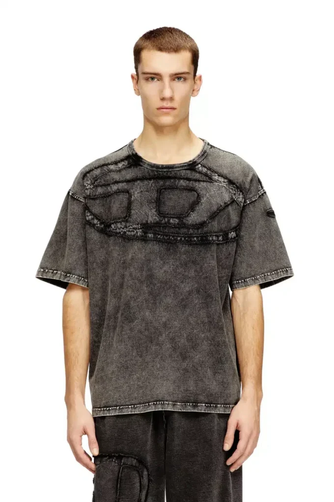 t-boxt-den T-shirt décontracté en coton avec applique ovale D