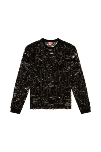 t-boxt-ls-devor T-shirt en tulle avec jersey déchiré
