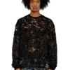 t-boxt-ls-devor T-shirt en tulle avec jersey déchiré
