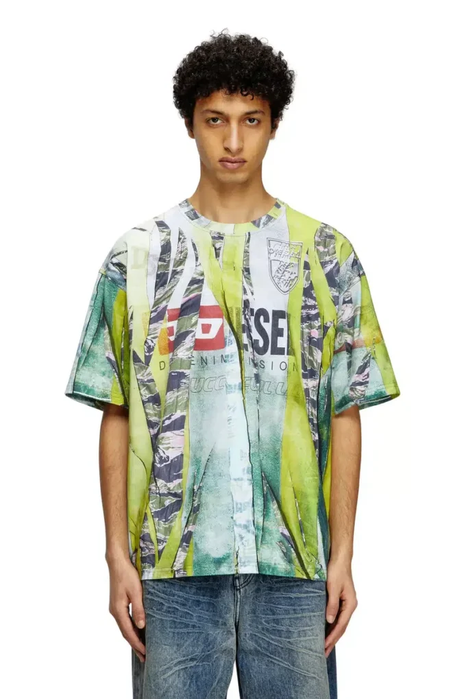 t-boxt-r13 T-shirt avec imprimé trompe-l&rsquo;œil craquelé
