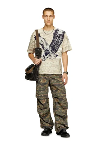 t-boxt-t14 T-shirt camouflage avec imprimé aigle