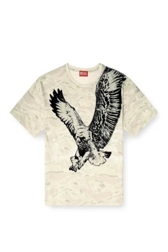 t-boxt-t14 T-shirt camouflage avec imprimé aigle