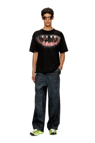 t-boxt-t21 T-shirt en coton avec imprimé bouche de requin