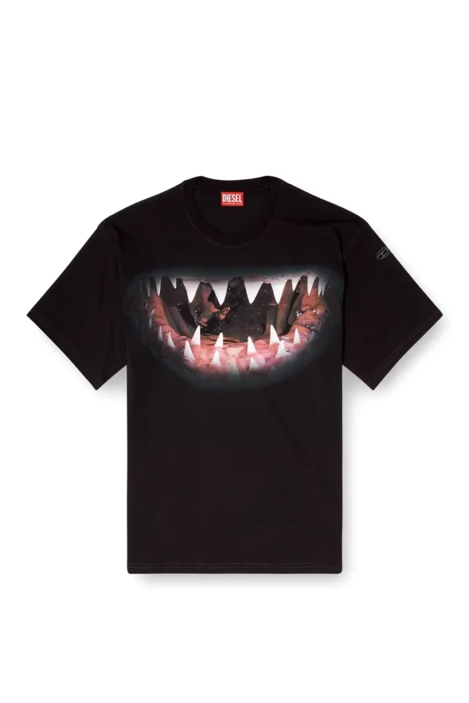 t-boxt-t21 T-shirt en coton avec imprimé bouche de requin