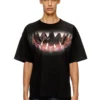t-boxt-t21 T-shirt en coton avec imprimé bouche de requin