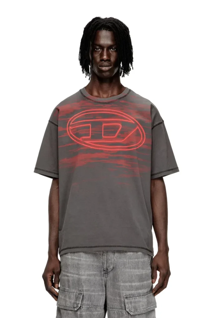 t-boxt-t5 T-shirt en coton avec imprimé Oval D