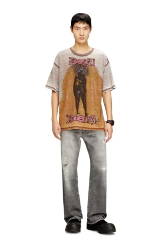 t-boxt-v12 T-shirt ample avec imprimé et clous
