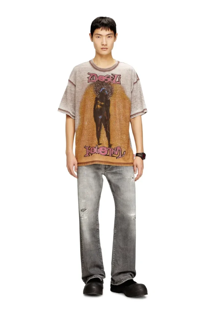 t-boxt-v12 T-shirt ample avec imprimé et clous