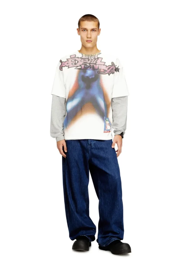 t-boxt-v13 T-shirt ample en coton avec imprimé numérique