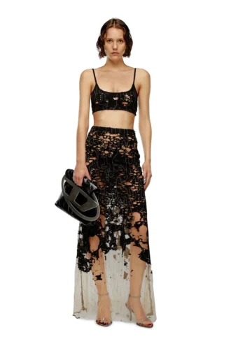 t-bra-dev Top brassière en tulle avec jersey déchiré