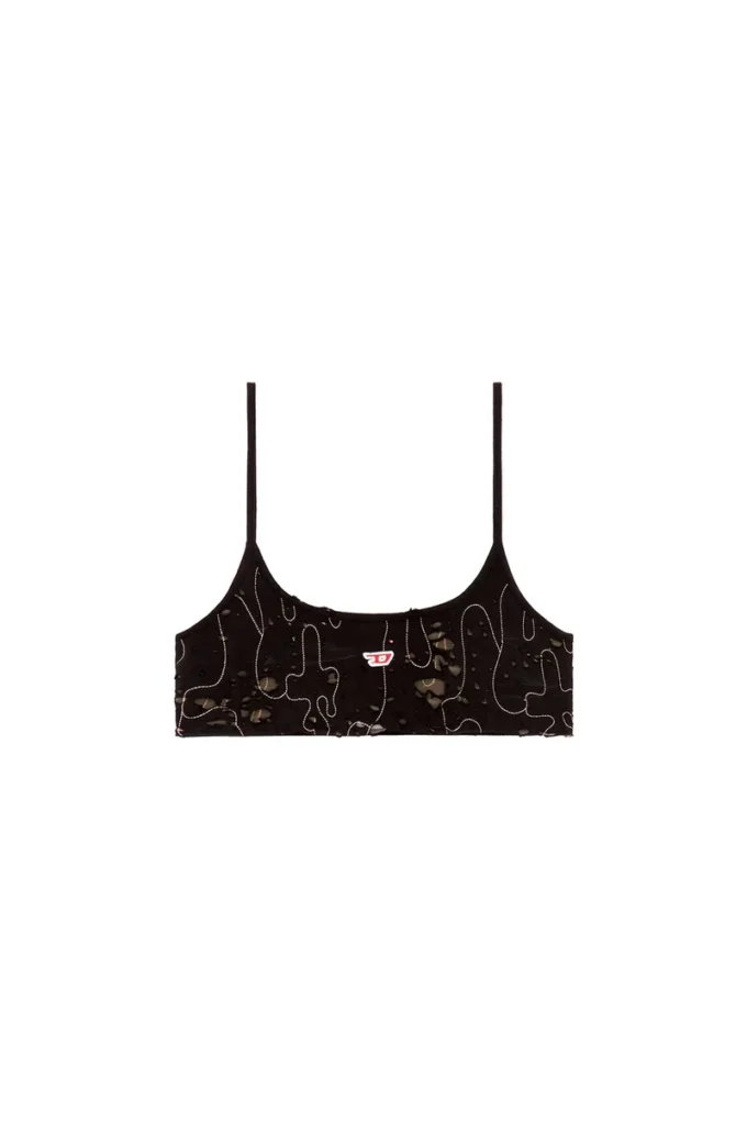 t-bra-dev Top brassière en tulle avec jersey déchiré