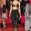 o-leena Jupe longue en tulle et jersey dévoré