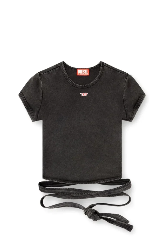 t-bunny-tail-r1 T-shirt effet denim avec liens à nouer
