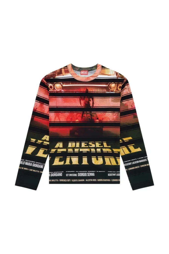 t-craneup-ls T-shirt avec imprimé rayé inspiré du cinéma