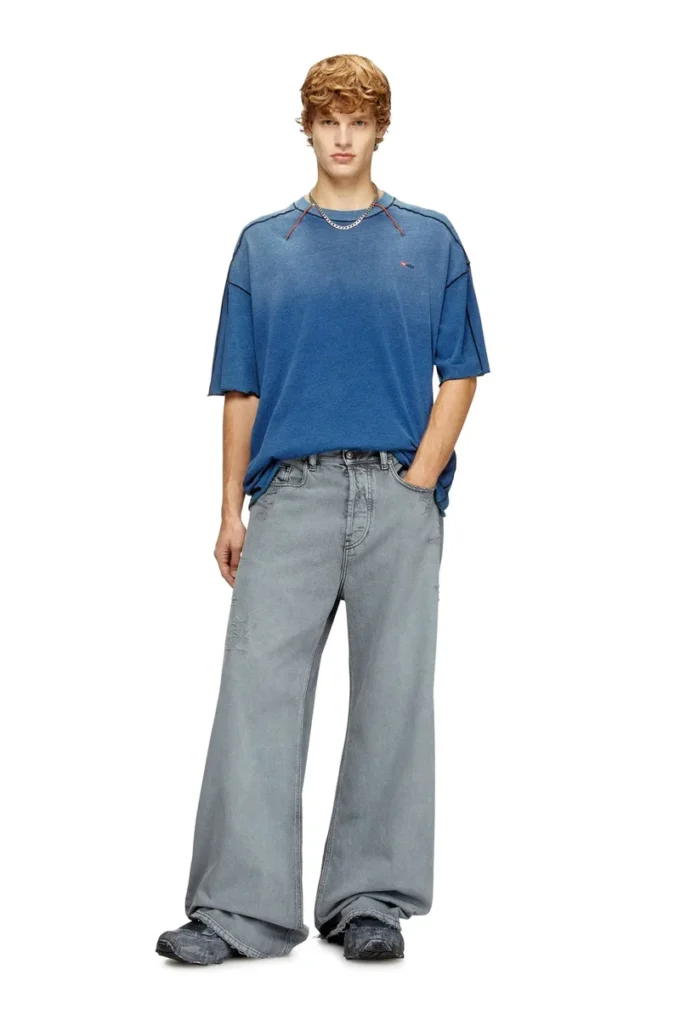 t-craoxt T-shirt en coton avec coutures overlock contrastées